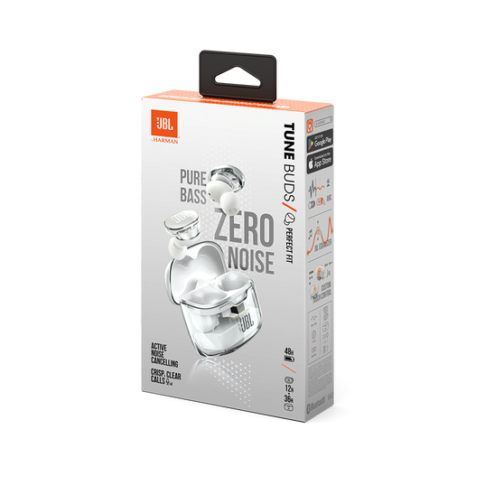 JBL Tune Buds Ghost Edition - White Ghost - True wireless Noise Cancelling earbuds - Detailshot 10